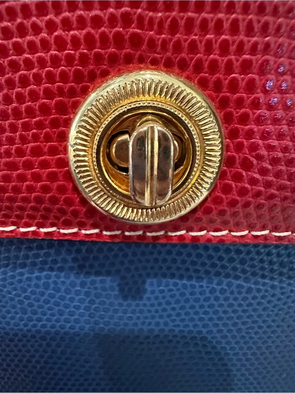 Didier Lamarthe Vintage Structured Leather Satchel in Red, Blue & Green